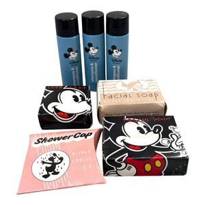Disney Resorts Cruise Line Mickey Travel Set Shampoo Conditioner Facial Soap Cap